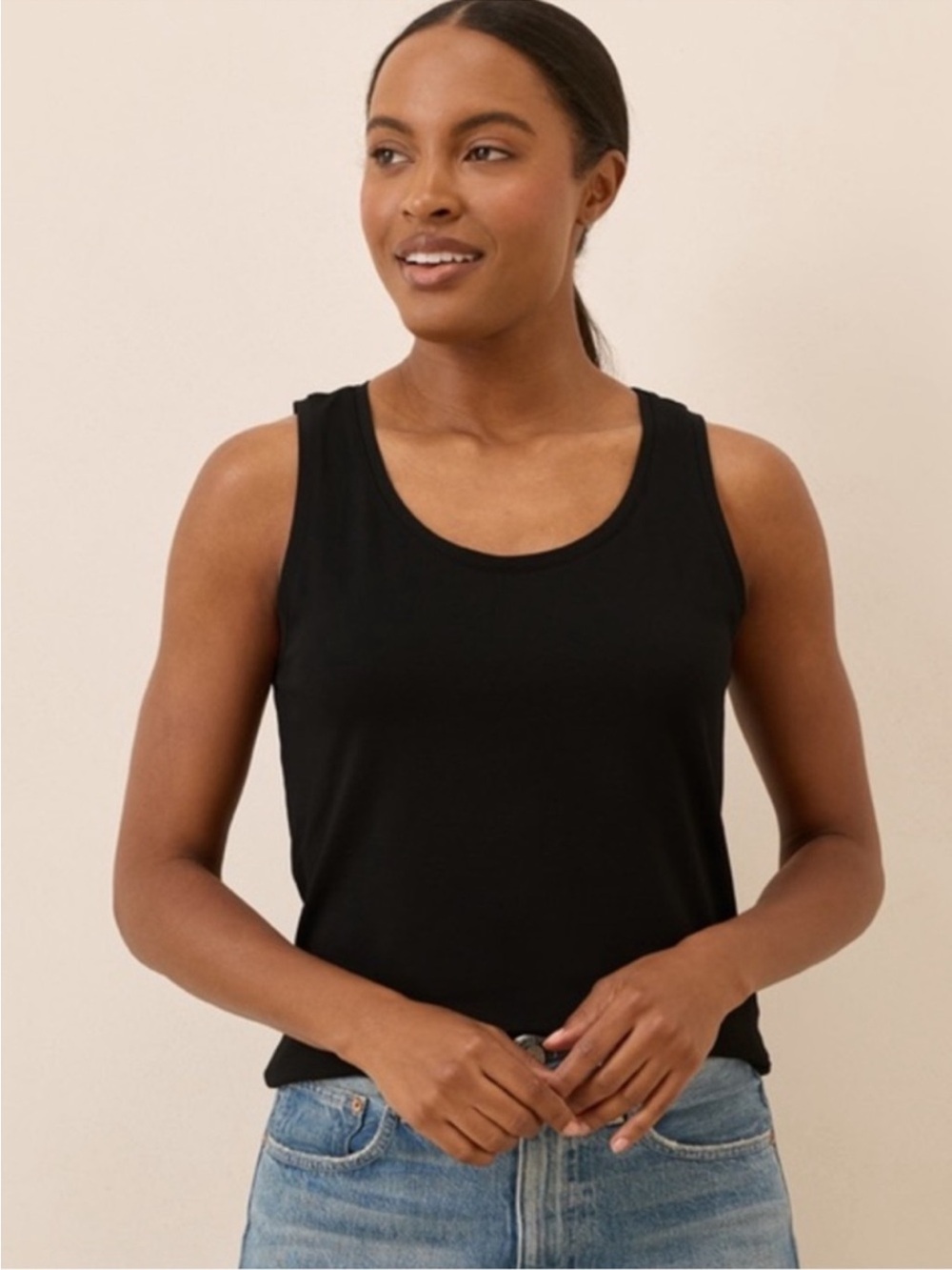 Pact Organic Cotton Luxury Stretch Black
Tank Top Size L Women’s
